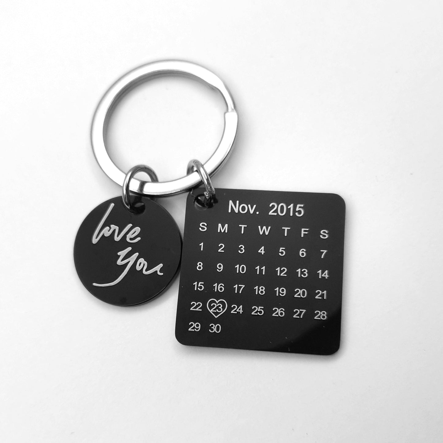 Custom DIY Personalized Calendar Keychain Hand Carved Calendar Keyring Gift For Boyfriend Girlfriend Stainless Steel Private - TheLoveBoutique