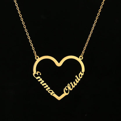 Fashion Custom Stainless Steel Name Heart Necklace for Women Personalized Letter Gold Choker Necklace Gift - TheLoveBoutique