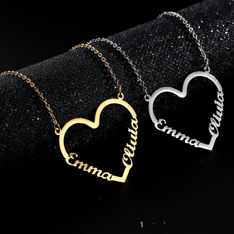 Fashion Custom Stainless Steel Name Heart Necklace for Women Personalized Letter Gold Choker Necklace Gift - TheLoveBoutique